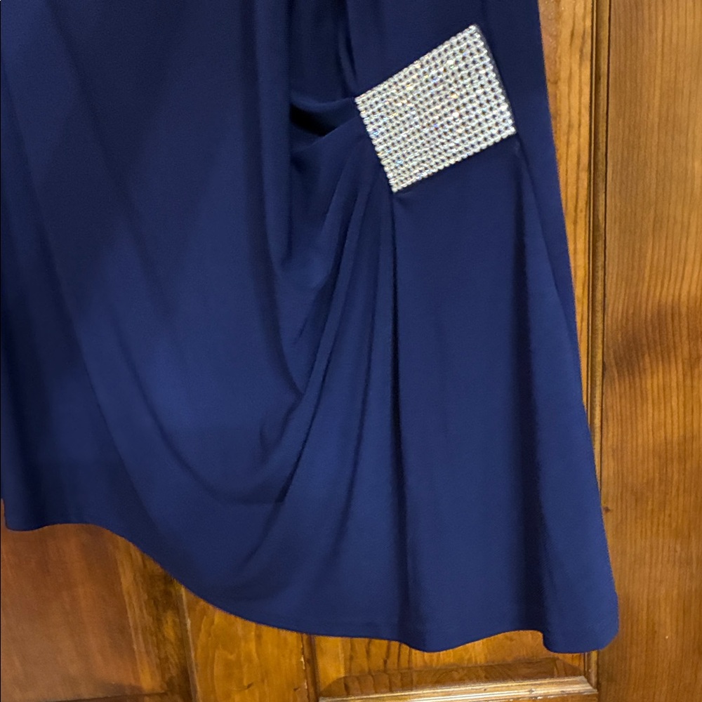 DB Established 1962 Size 3X Elegant Blue Blouse w/ Rhinestone Waist Cinch (ABBA) - Picture 6 of 12